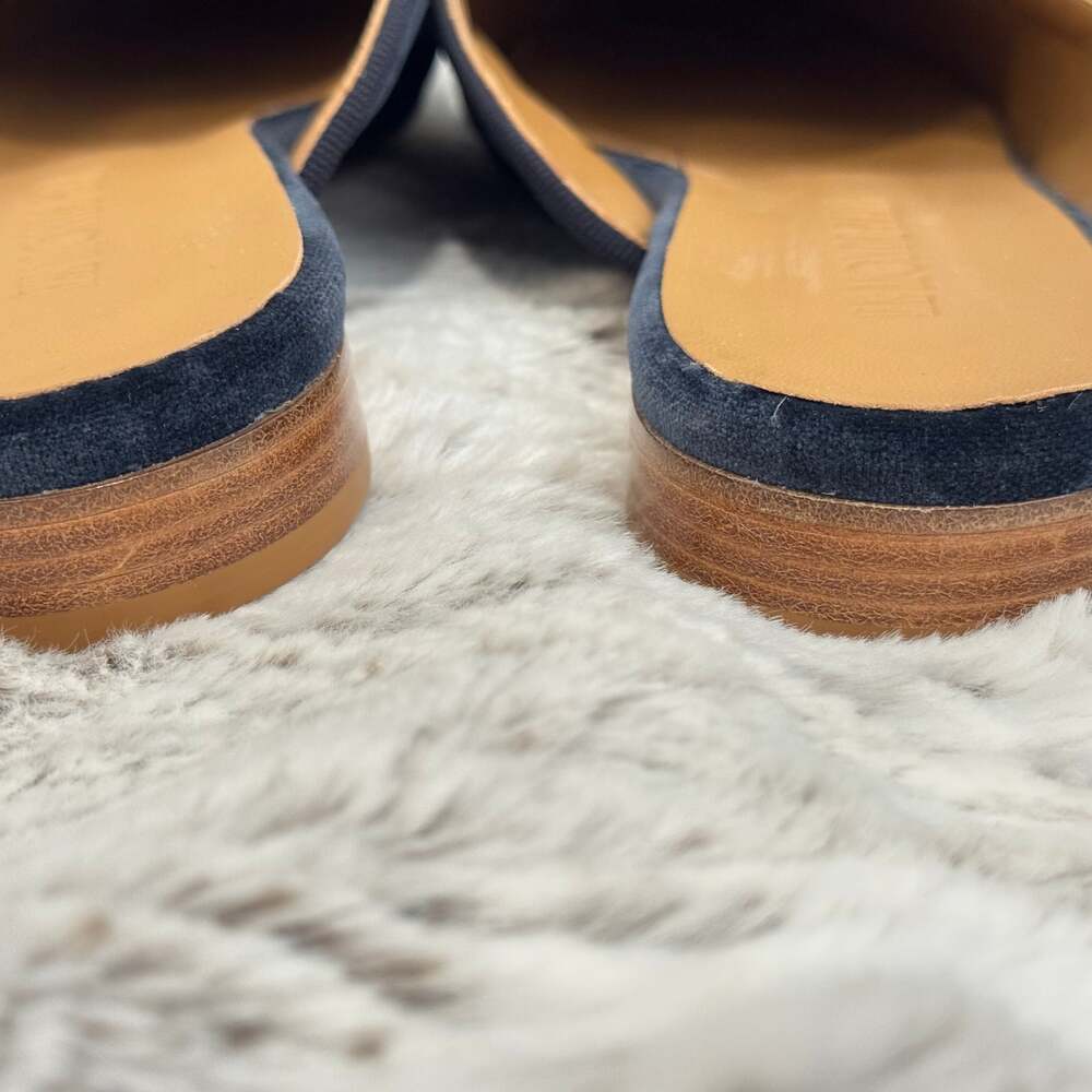 Le Monde Beryl Crushed Blue Velvet Venetian Mules Slip On Sz.40 - Picture 4 of 8